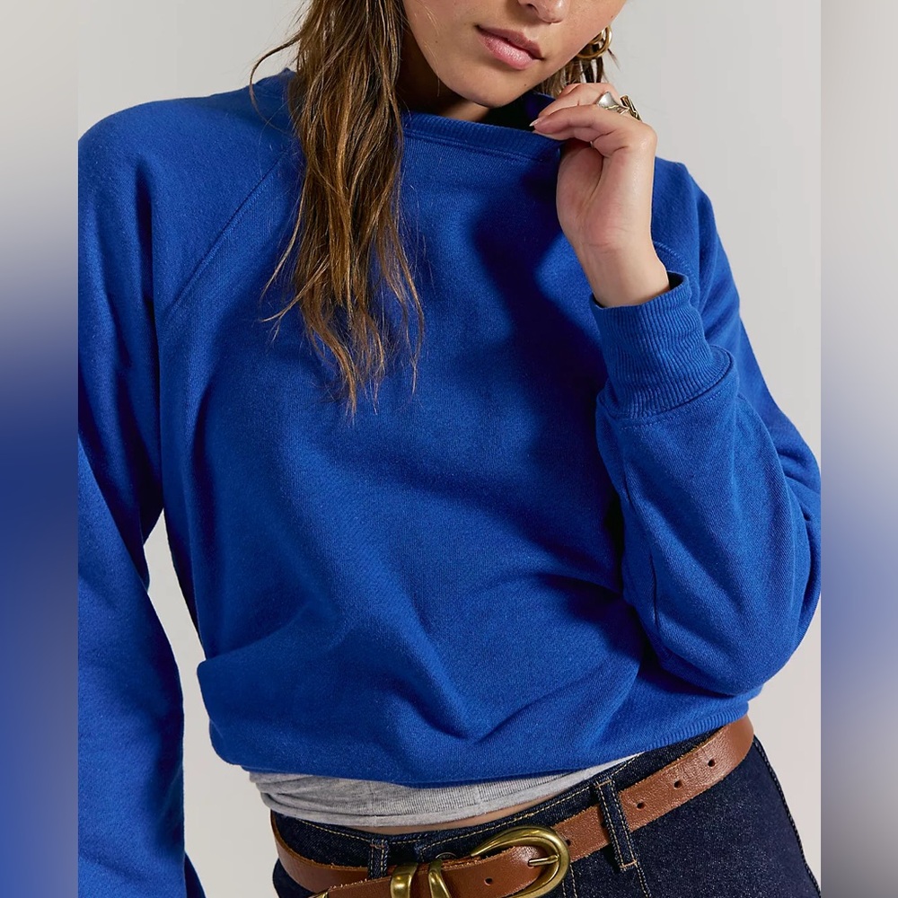 Free People Sonny Sweatshirt Small True Blue